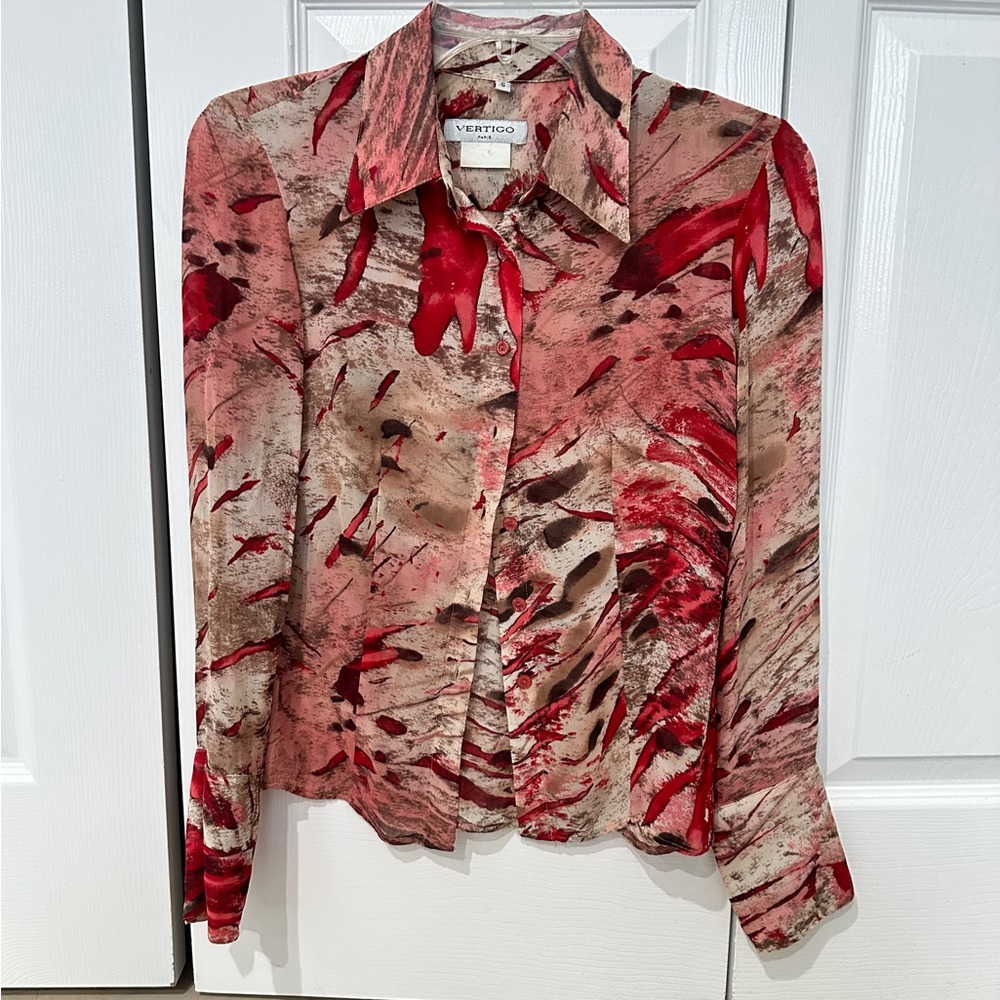 BRAND: Original Vintage Vertigo Paris 
SIZE: S 
STYLE: Vertigo Sheer Button Down